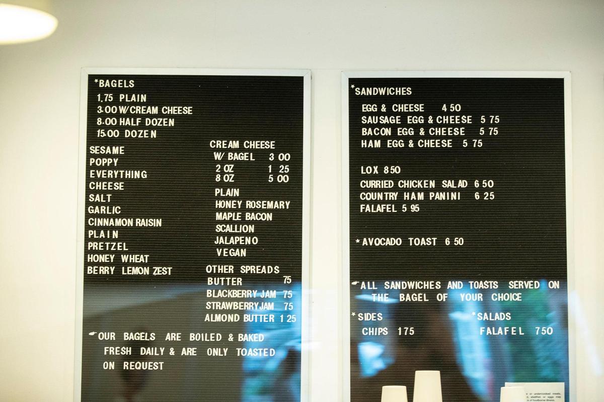The menu board at Native Bagel, located at 436 Chestnut St. in Berea.