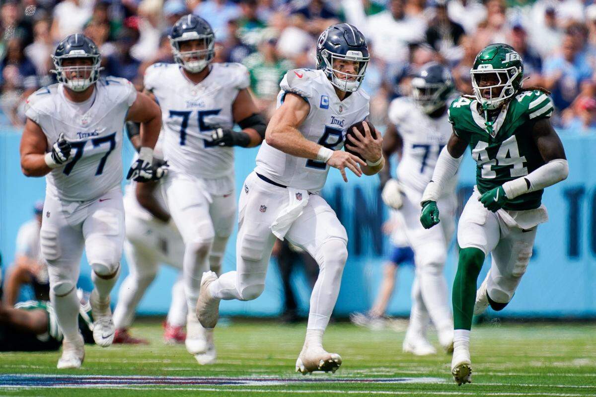 Tennessee Titans quarterback Will Levis (8) said he needed to “rewire my brain” to make better decisions in critical situations on the football field.