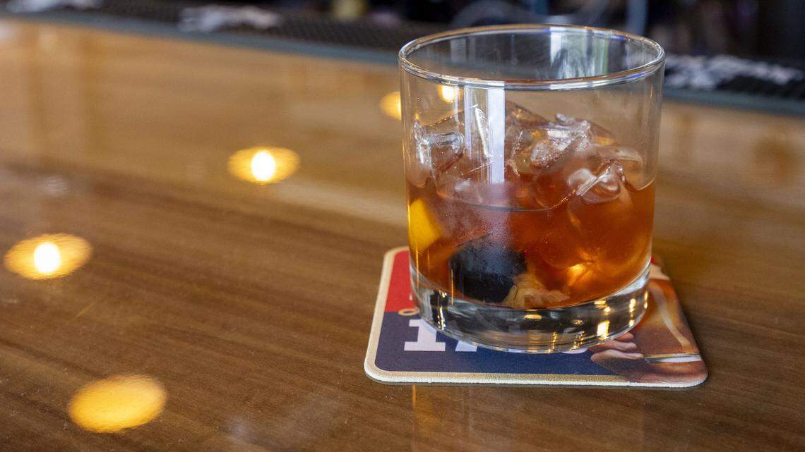 An old fashioned cocktail at The Bruen Bunker. The new bar has a craft cocktail menu, 10 beers on tap, a selection of Kentucky bourbons and domestic, imported and non-alcoholic options.