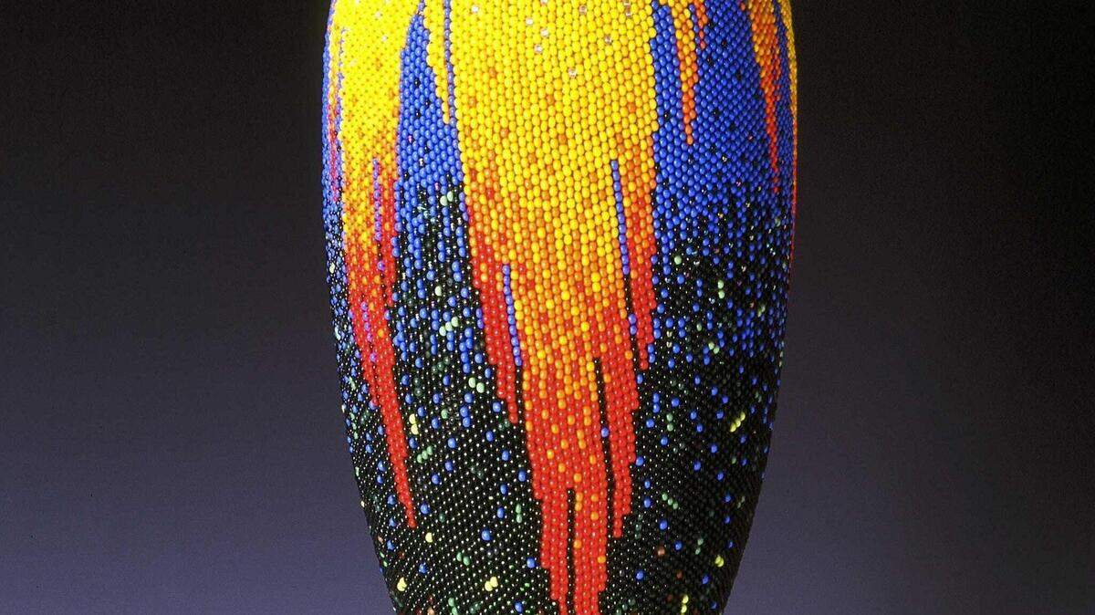 Earth, Water, Wind & Fire, a beaded vessel by Linda Fifield