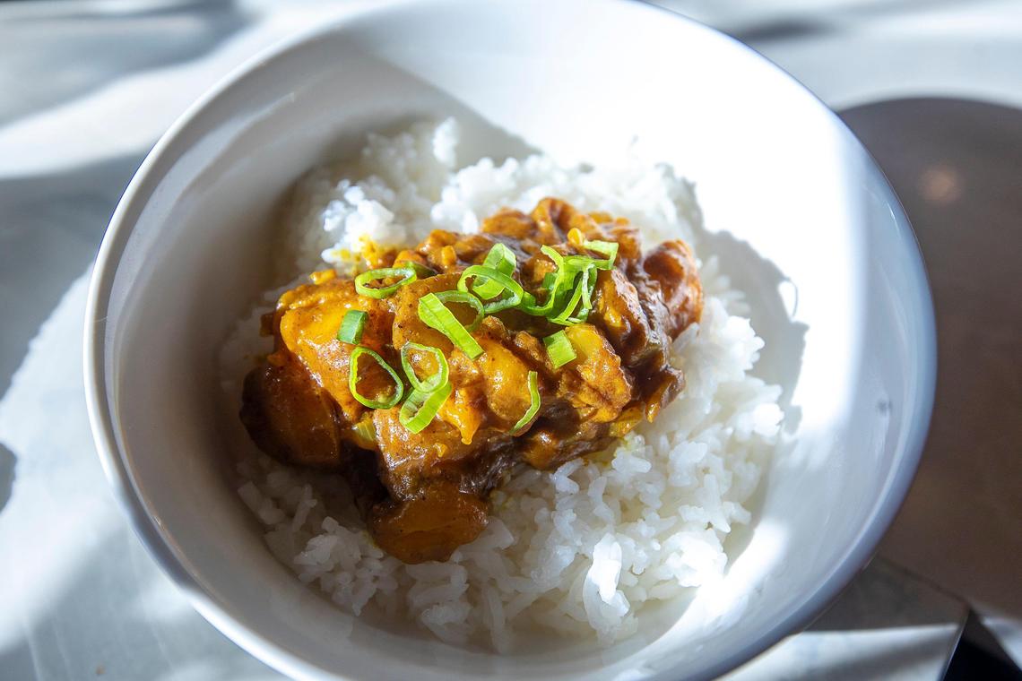 A mango curry made by Samantha Fore. Fore often tests recipes she’s created for national publications at pop-ups at Best Friend Bar, a “dive bar” near the University of Kentucky campus.