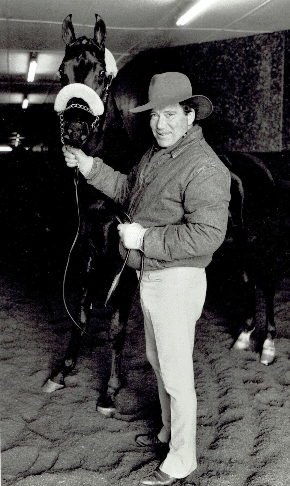 Actor William Shatner held one of the colts of Sultan’s Great Day, Dec. 28, 1985, at Donna Moore Stables in Woodford County. Shatner’s champion American Saddlebred stallion had about two dozen mares in foal that season. The actor, famous for his television and movie work as Captain James T. Kirk in “Star Trek” and title role in TV’s “T.J. Hooker, and his wife Marcy had just bought a farm in Woodford County. At the time, both Shatner’s were competitive show horse riders and had started breeding show horses.