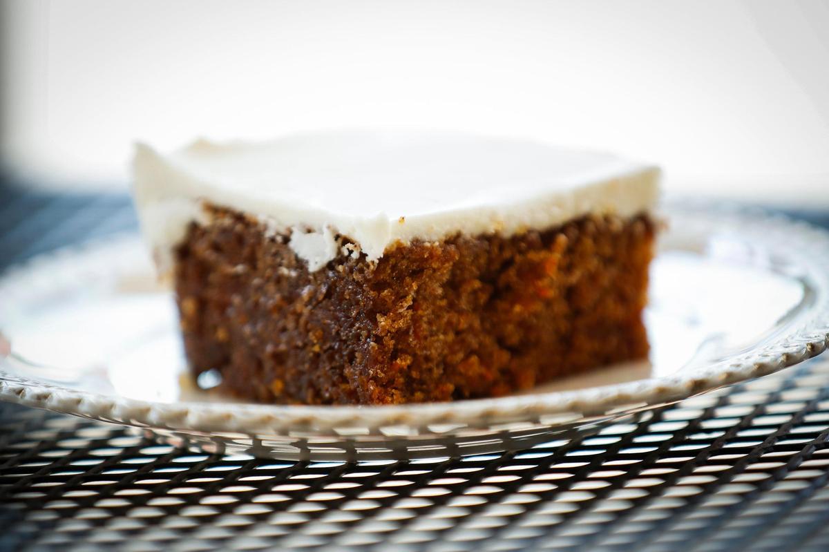 Lil’s Coffee House’s homemade carrot cake topped with a cream cheese icing.