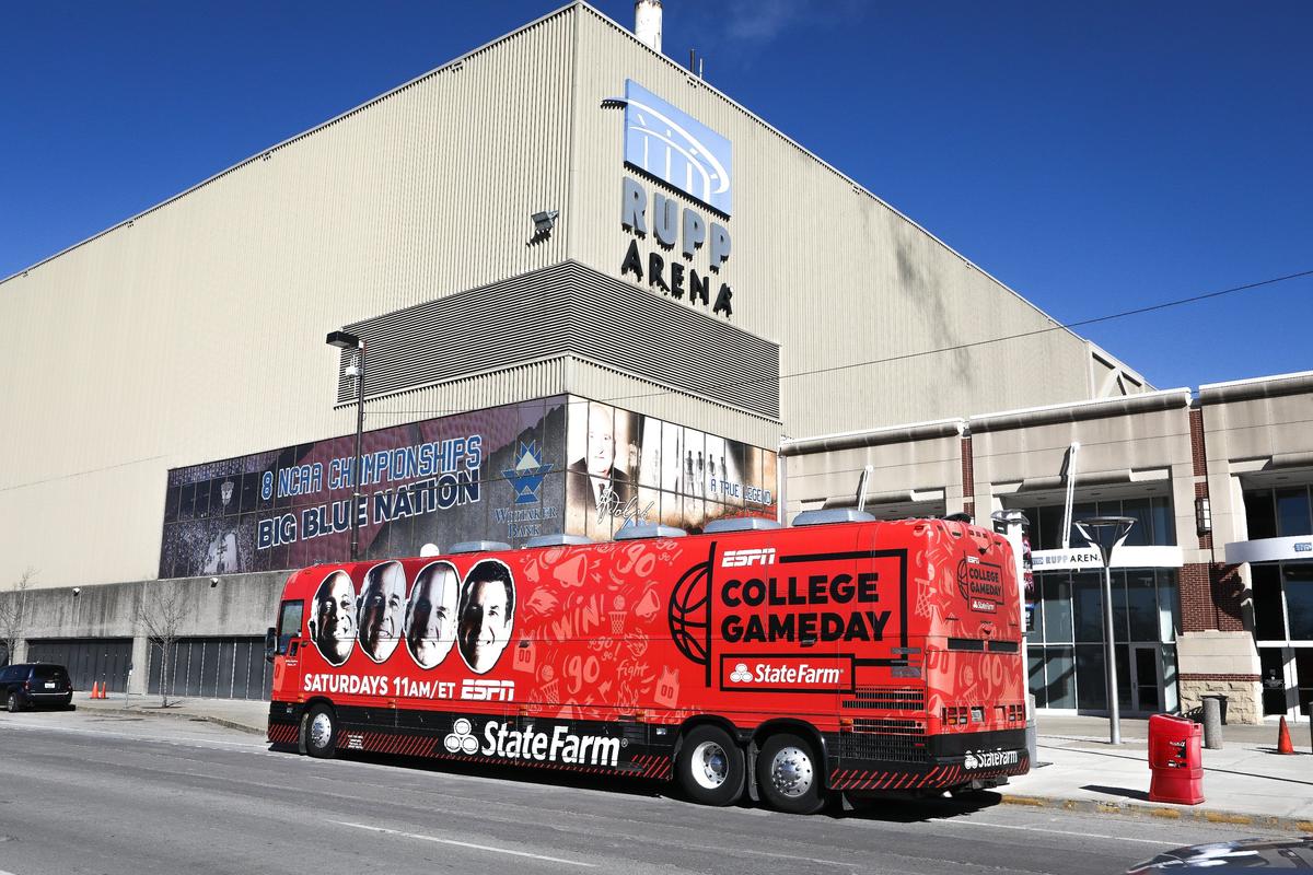 ESPN’s “College GameDay” bus parked Friday outside Rupp Arena Friday as part of the crew shot a segment for Saturday’s show.