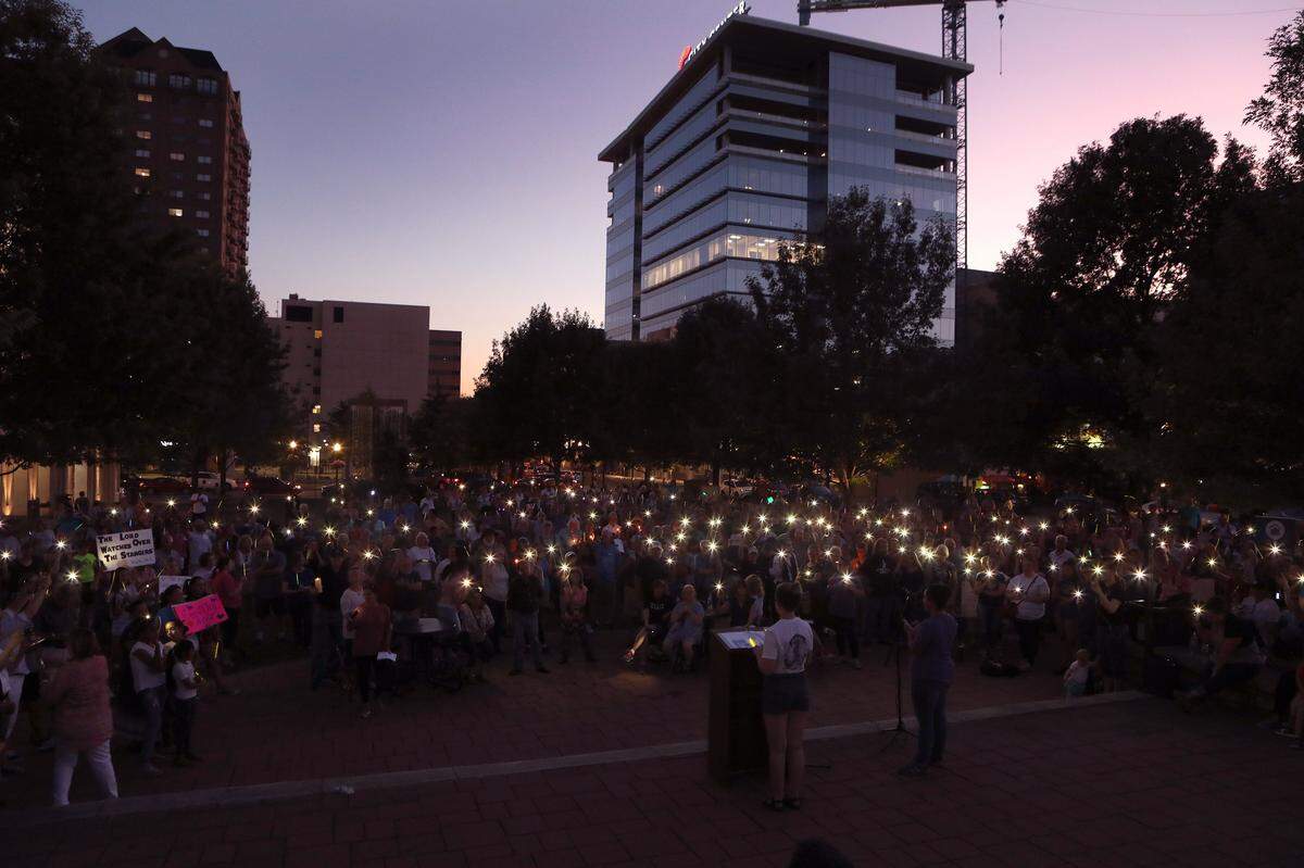 Friday evening during Lights For Liberty: A Vigil to End Human Detention Camps at Courthouse Plaza in Lexington.