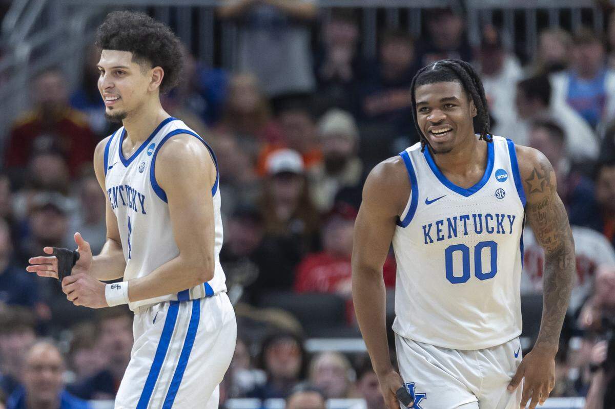 Kentucky guards Koby Brea, left, and Otega Oweh are possible selections in this year’s NBA draft.
