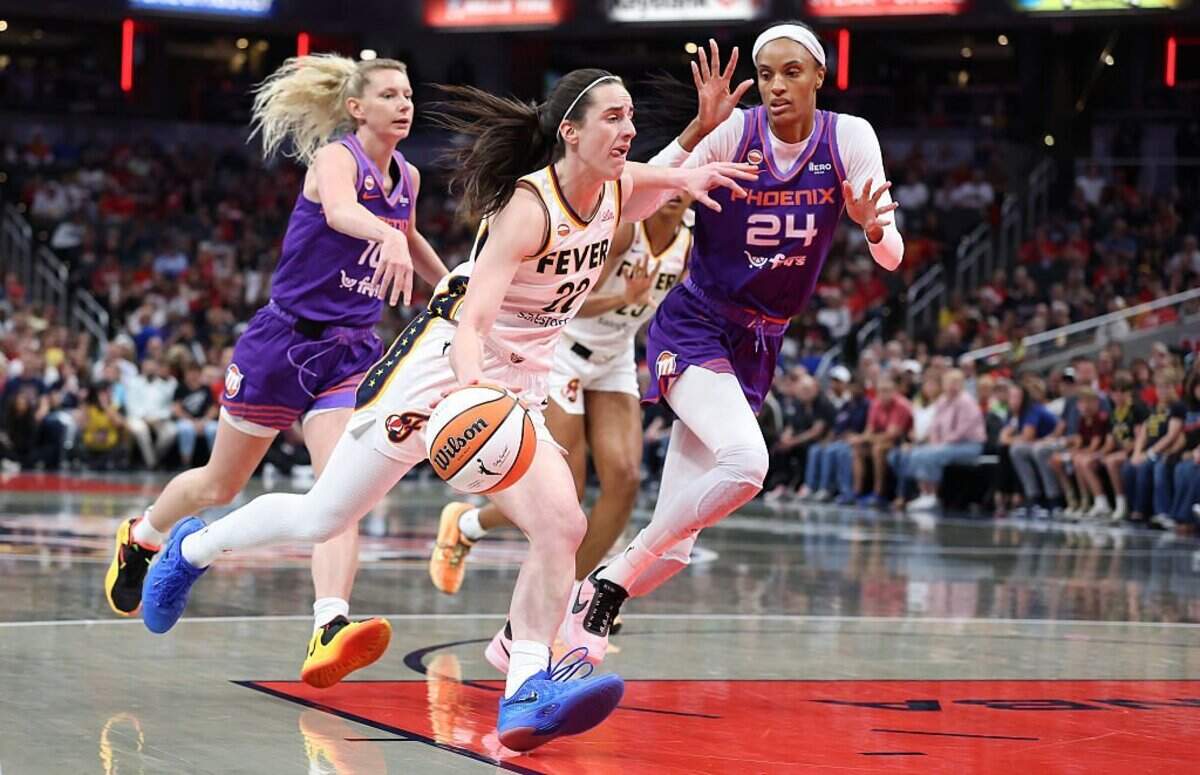 Indiana Fever guard Caitlin Clark (22) is averaging 21.2 points and 8.2 rebounds in her third WNBA season.