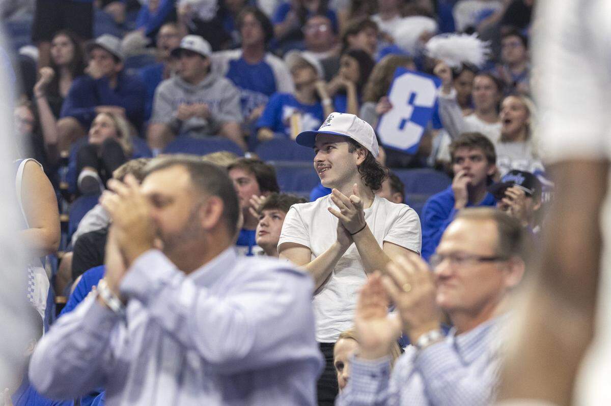 Kentucky fans cheer during an exhibition game against Kentucky Wesleyan at Rupp Arena in Lexington, Ky., on Wednesday, Oct. 23, 2024