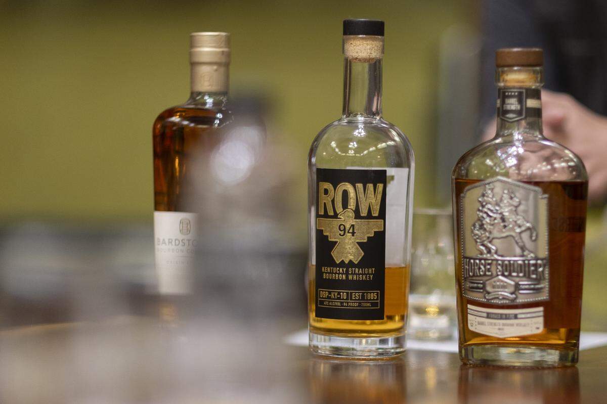 Bourbons distilled by Bardstown Bourbon Company are displayed at the distillery in Bardstown, Ky., on Wednesday, Nov. 19, 2025.