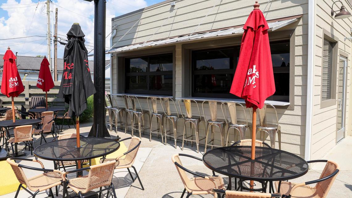 A second bar, with seating outside was added during the renovation of The Ketch, shown Wednesday, June 25, 2025, at 2012 Regency Road in Lexington, Ky. The seafood restaurant, which will reopen July 7 after being closed for two years, can seat 90 inside and 60 on the patio.
