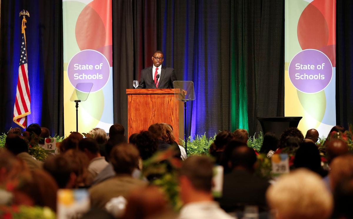 Fayette County School Superintendent Manny Caulk delivered the 2018 FCPS State of the Schools address during a Wednesday morning meeting.