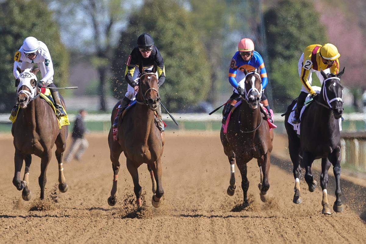 Positano Sunset, second from left with Julien Leparoux up, wins the Grade 1, $650,000 Madison Stakes on Tuesday.