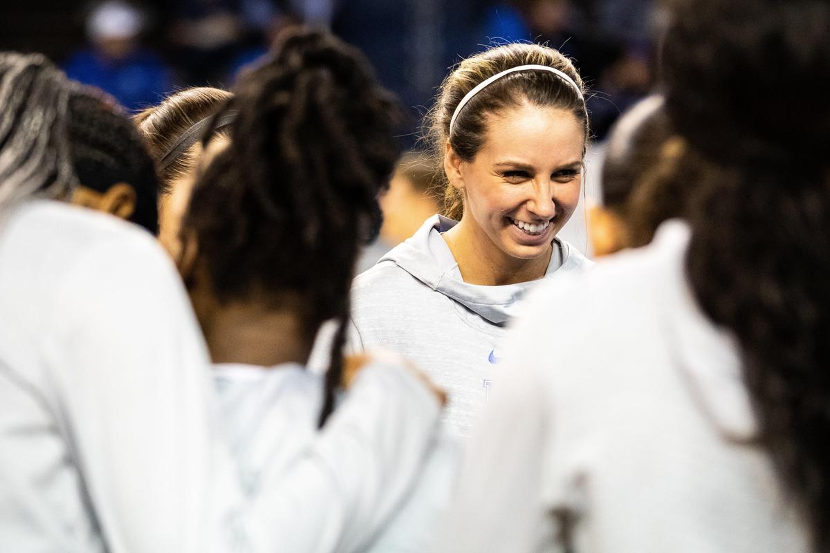 Kentucky sophomore guard Blair Green smiled during warm-ups Thursday night. Green tied her career high with 13 points against the Aggies.