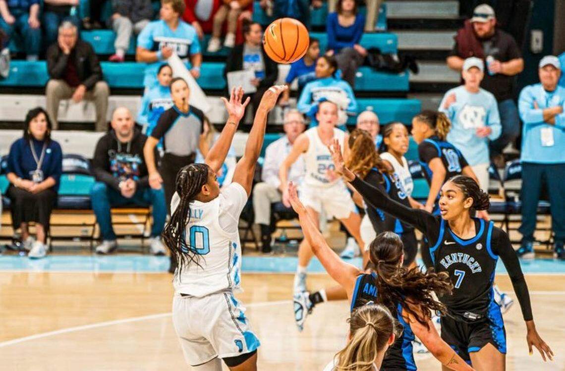 North Carolina’s Reniya Kelly was the leading scorer for both teams Thursday night, with 18 points.