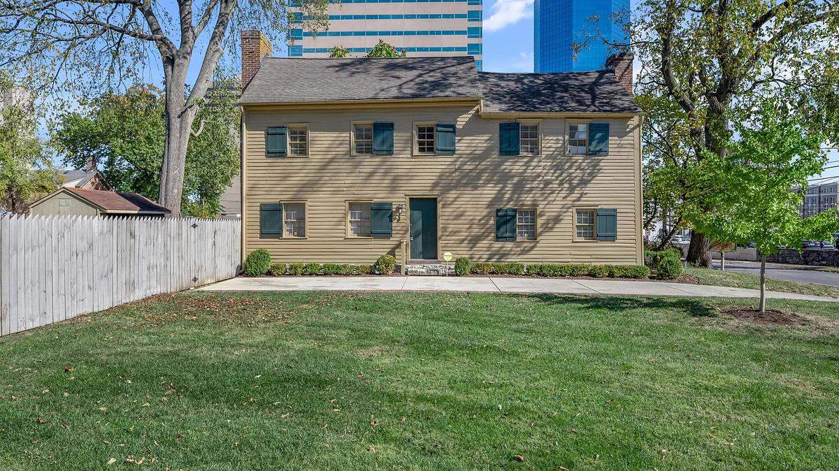 A view from the front lawn of the Rankin House, a historic home now up for sale in Lexington. 