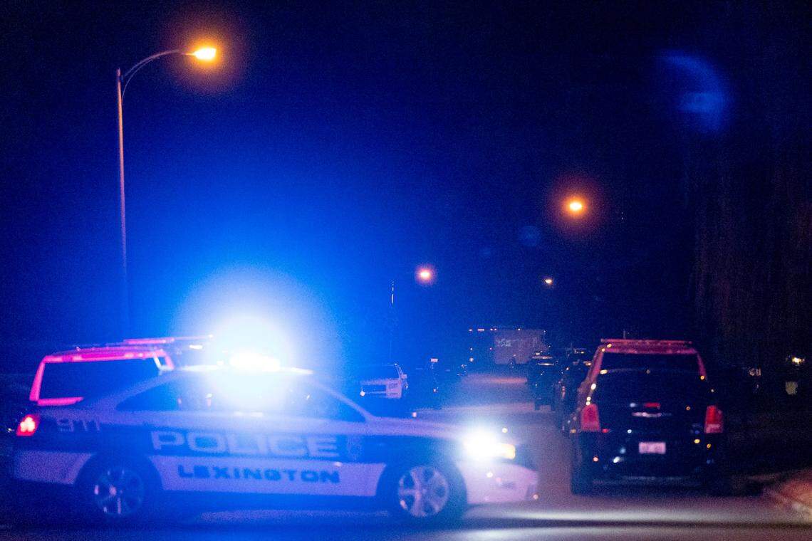 Police respond to an active situation with a reported shooting in a home at the area of Rogers Road in Lexington, Ky, Tuesday, September 19, 2023.