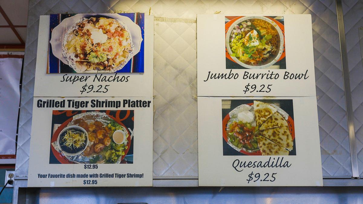 Part of the menu displayed at Pablo’s Fresh Mexican. You can construct your own custom creation based on Pablo’s various home-made ingredients.
