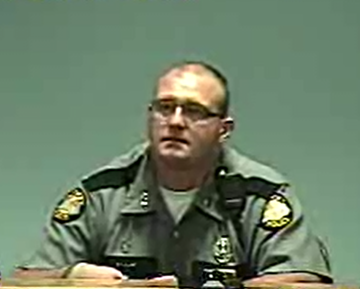 Trooper Scottie Pennington testifies at Brian Damrell’s trial in 2011.
