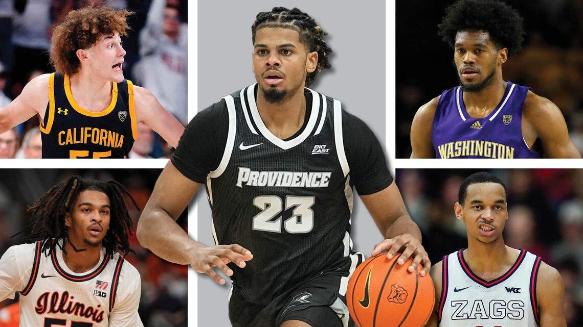 Former Kentucky players and recruits, with Bryce Hopkins in the center, and (clockwise from top left) Devin Askew, Keion Brooks, Nolan Hickman and Skyy Clark.