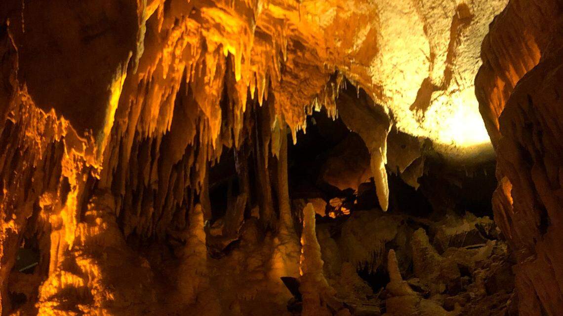 Rock formations are seen inside Mammoth Cave National Park Feb. 22, 2025.