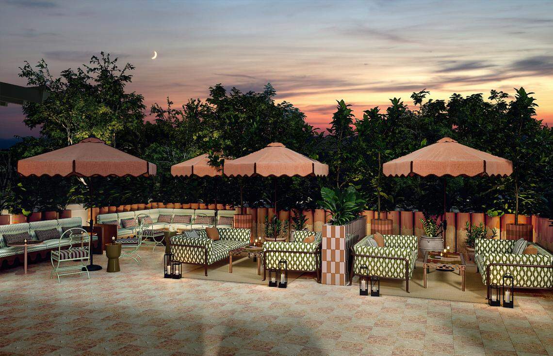 The new Camel Club, opening in Lexington, will include a terrace with seating, according to this rendering.