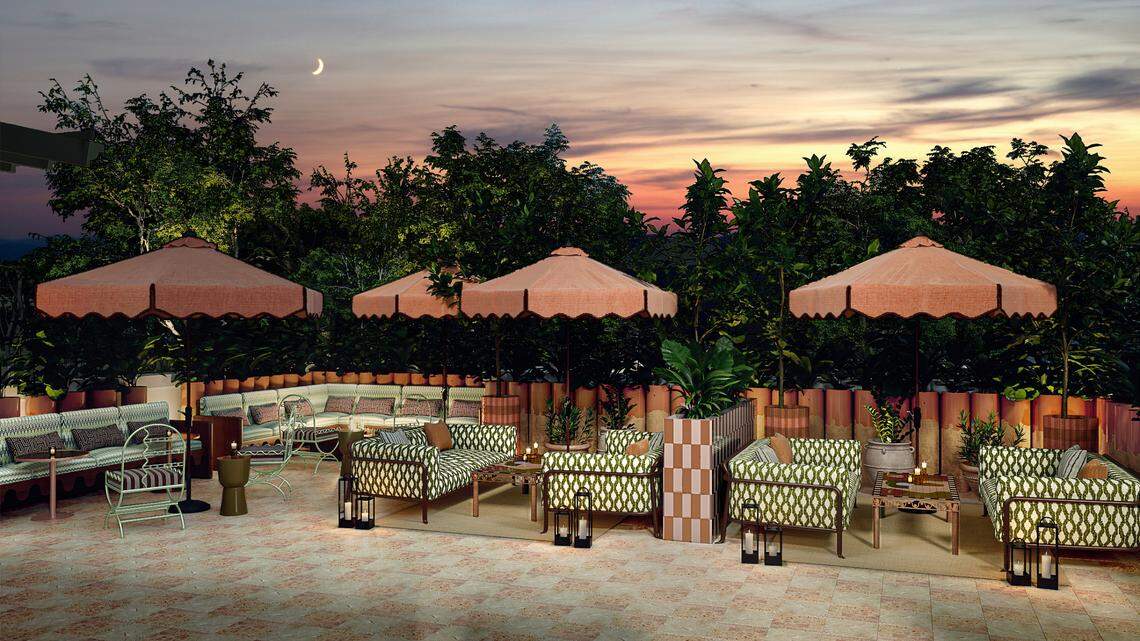 The new Camel Club, opening in Lexington, will include a terrace with seating, according to this rendering.