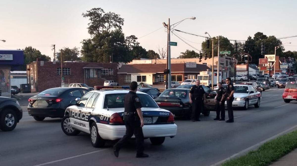 Lexington police found two people who had been shot in a car on North Broadway Friday night.