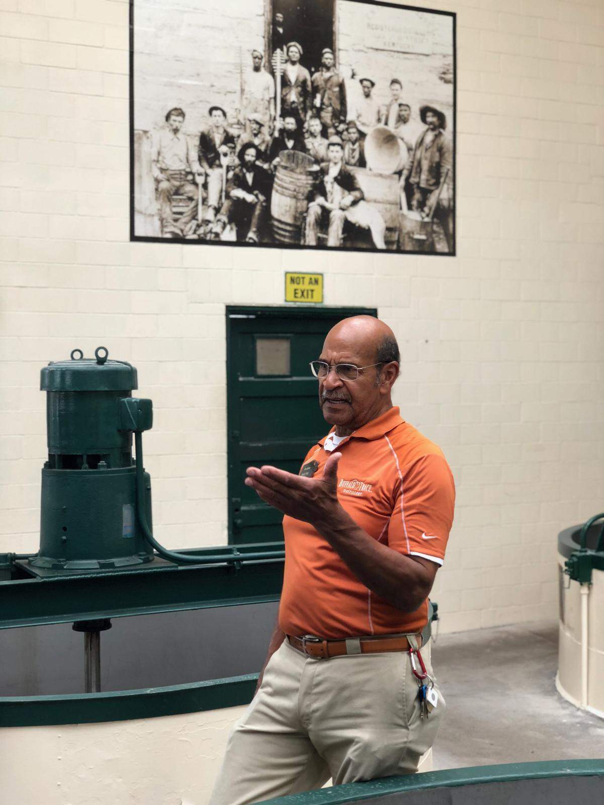 Freddie Johnson gives a tour through Buffalo Trace Distillery, educating on African American involvement in early bourbon distilling processes. Johnson is a third generation Buffalo Trace employee, and was added to the Bourbon Hall of Fame in 2018.