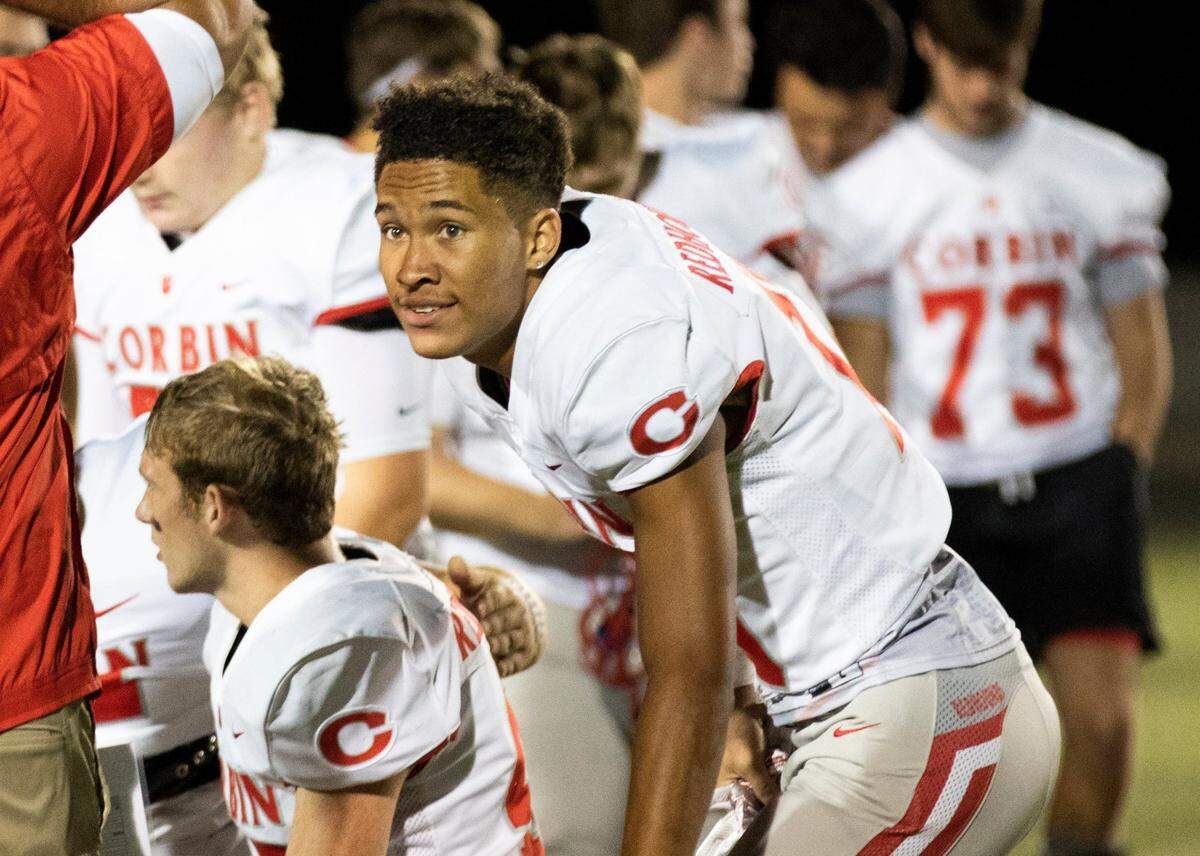 Corbin running back Treyveon Longmire celebrated after his team defeated Lafayette 21-7 on Oct. 4, 2019.