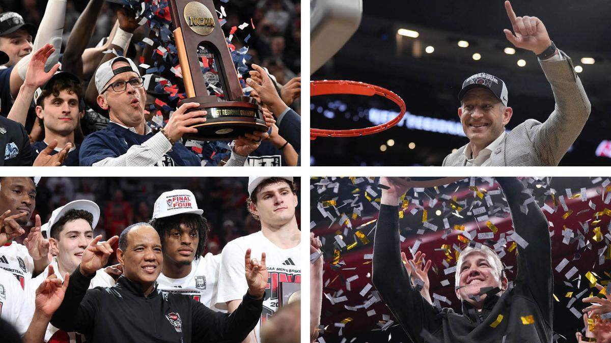 This year’s Final Four coaches, clockwise from top left: UConn’s Danny Hurley, Alabama’s Nate Oats, Purdue’s Matt Painter and N.C. State’s Kevin Keatts.
