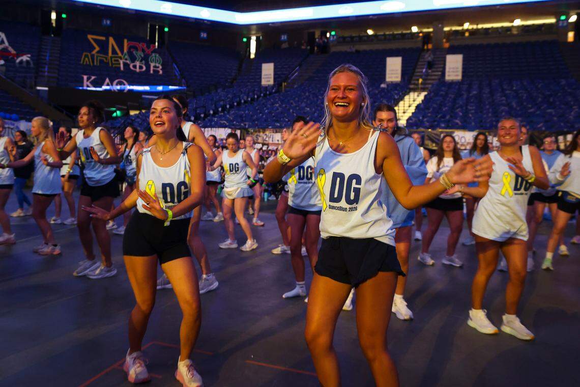 University of Kentucky participate in the 24-hour dance marathon known as DanceBlue on April 19, 2026. Photo by Carter Skaggs | UKphoto