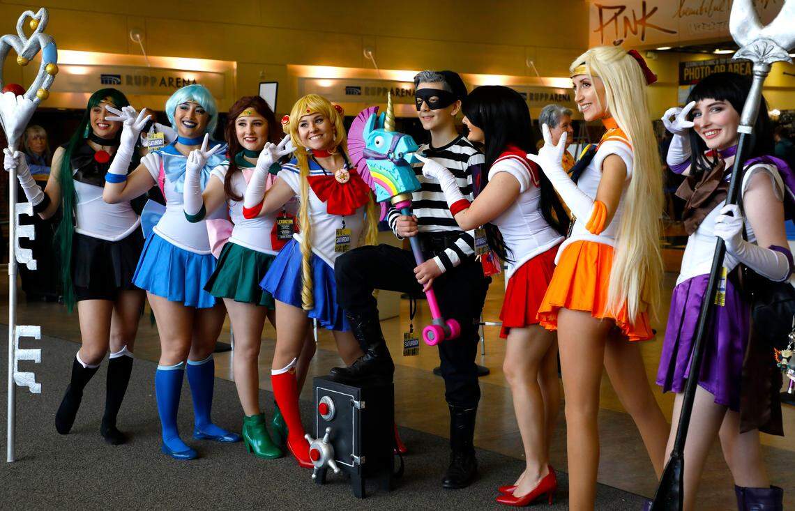 A group of friends from Logan, West Virginia, dressed as Sailor Scouts from the Sailor Moon series, posed for a photo during the 2019 Lexington Comic & Toy Con on Saturday, March 23, 2019.