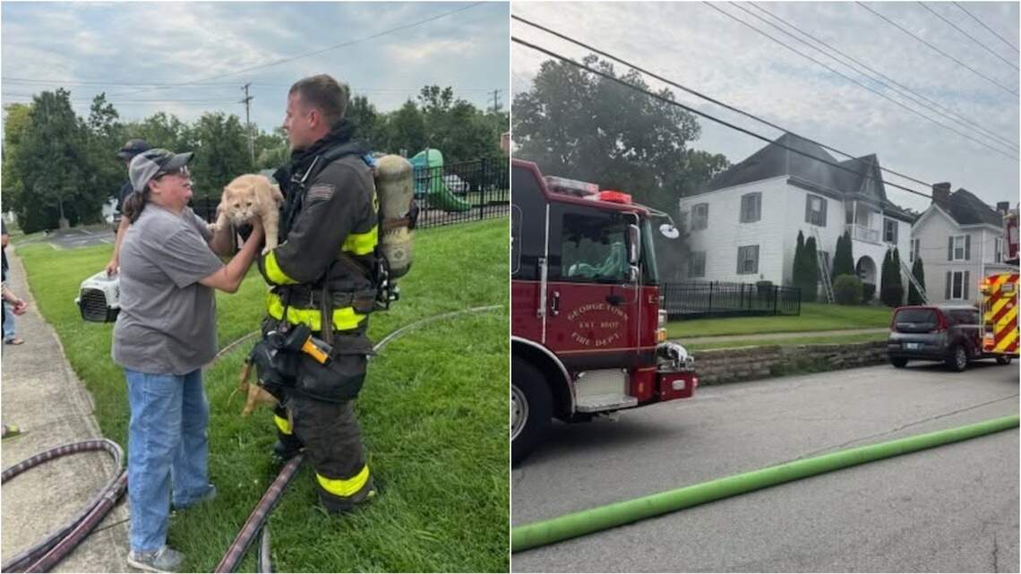 Georgetown Fire Department rescues woman and two cats from house fire