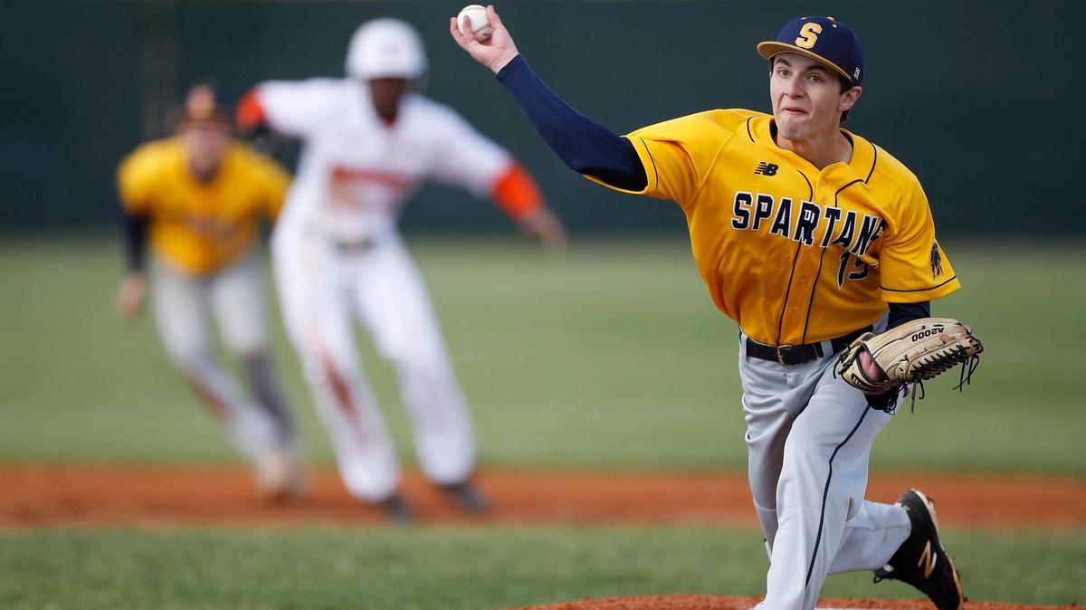 Sayre’s Raymond Saatman (15) pitches during a game against Frederick Douglass at Frederick Douglass High School in Lexington, Ky., Wednesday, May 5, 2021. Sayre beat Frederick Douglass 6-4.