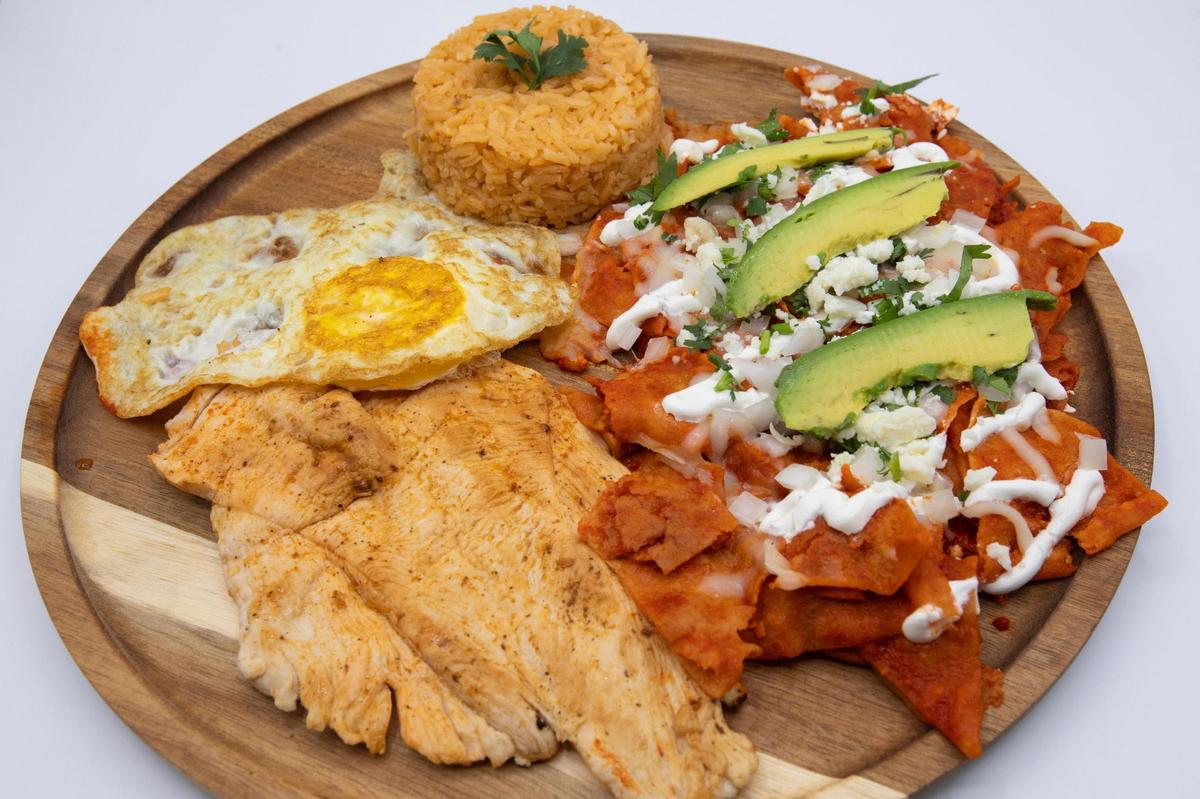 Chilaquiles with chicken.