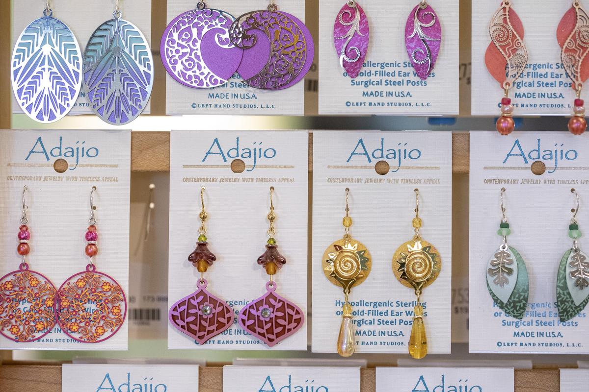 Adajio earrings made in Colorado on sale at the Artique Gallery.