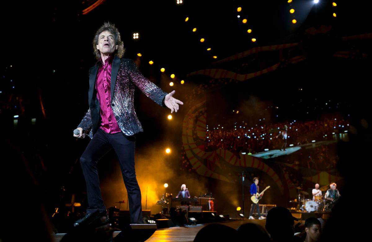 In this March 25, 2016 file photo, Rolling Stones frontman Mick Jagger performs in Havana, Cuba during the groups’ 2016 concert.
