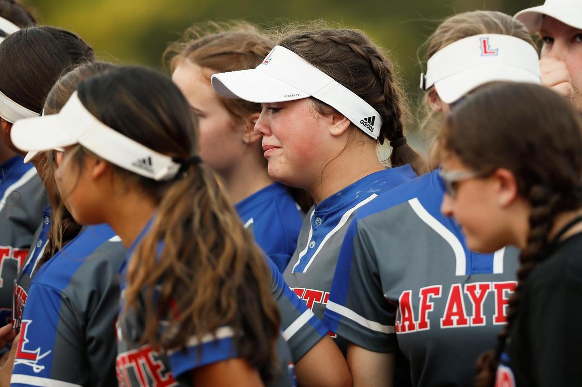 Lafayette gathered on the field following its loss to Butler in the KHSAA State Softball Tournament semifinals.