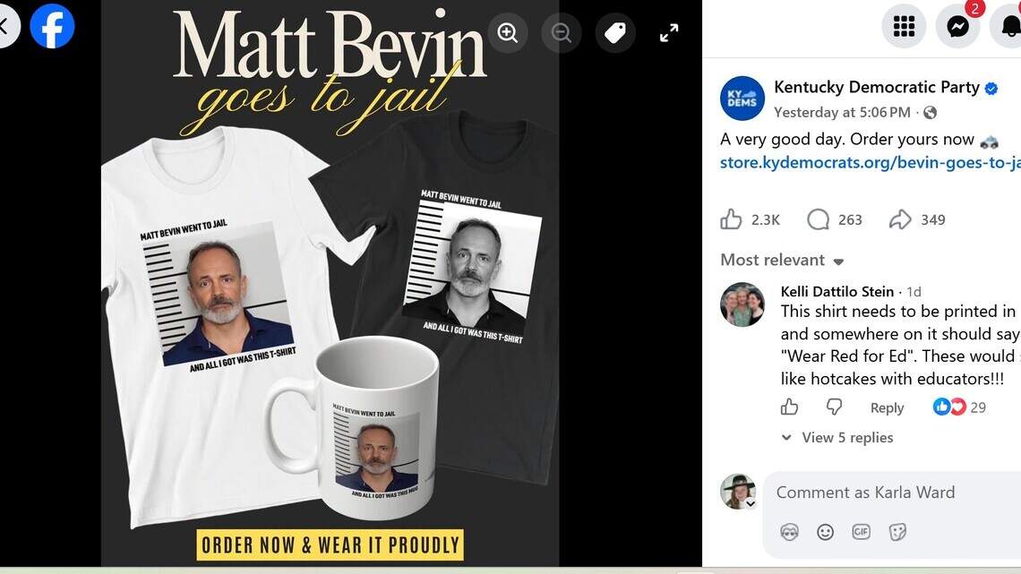 KY Dems offer merch commemorating arrest of former Gov. Matt Bevin