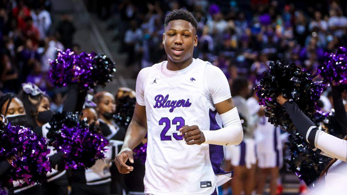 Ridge View (S.C.) forward GG Jackson is introduced before the Class 5A state championships at the University of South Carolina Aiken on Thursday.
