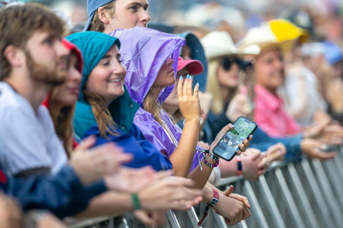 Fans listen as Flatland Cavalry performs during the Railbird Music Festival at Red Mile in Lexington, Ky., on Saturday, June 1, 2024.