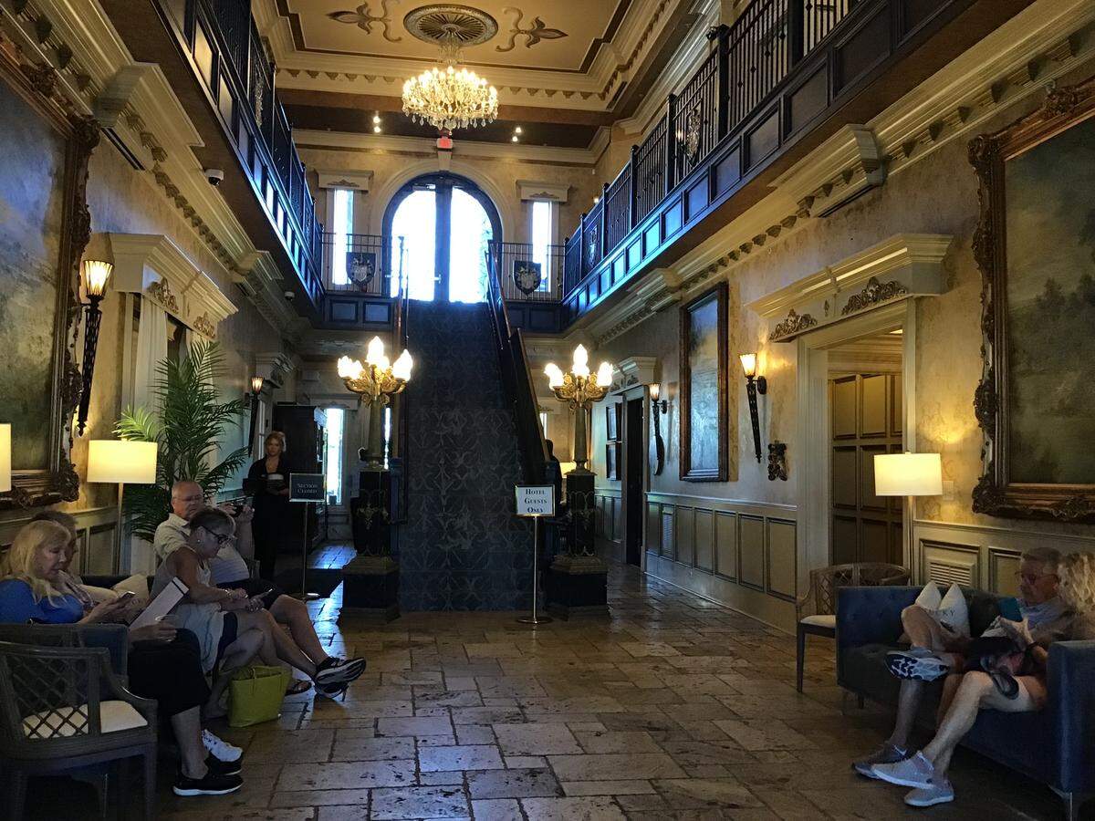 The lobby of the Kentucky Castle in Versailles on Wednesday morning, June 3, 2026, was bustling with people visiting the venue, checking into or out of the hotel or eating in its restaurant.