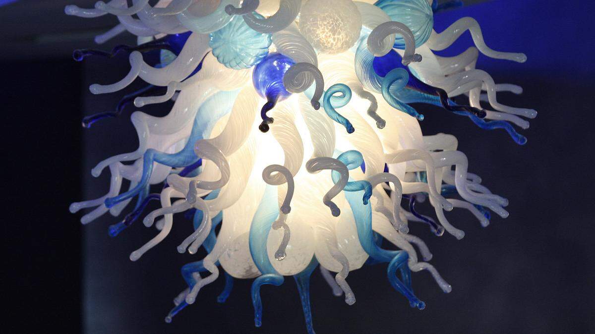 Chihuly-inspired chandeliers at Coba Cocina in Lexington, Ky., Saturday evening, August 17, 2013. Photo by Matt Goins