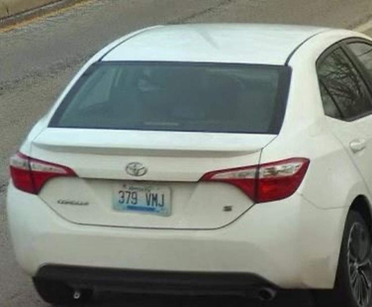 Kentucky State Police believe Shannon Gilday is driving a 2016 white Toyota Corolla with a license plate of 379-VMJ. This photo of the vehicle was taken on Feb. 16 in Ohio by the Blue Ash Police Department.