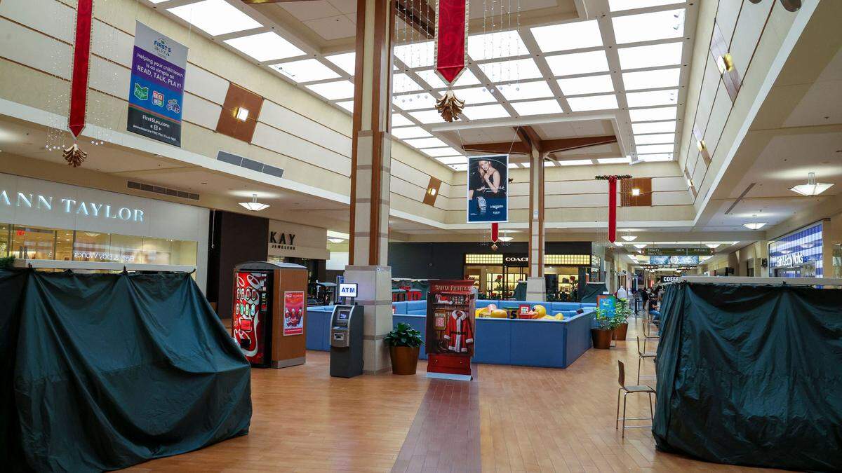 NOW: The kids play area has replaced the fountains in the center of Fayette Mall, but the natural light from the skylights remains. Photo take Friday, Dec. 13, 2024 in Fayette Mall.