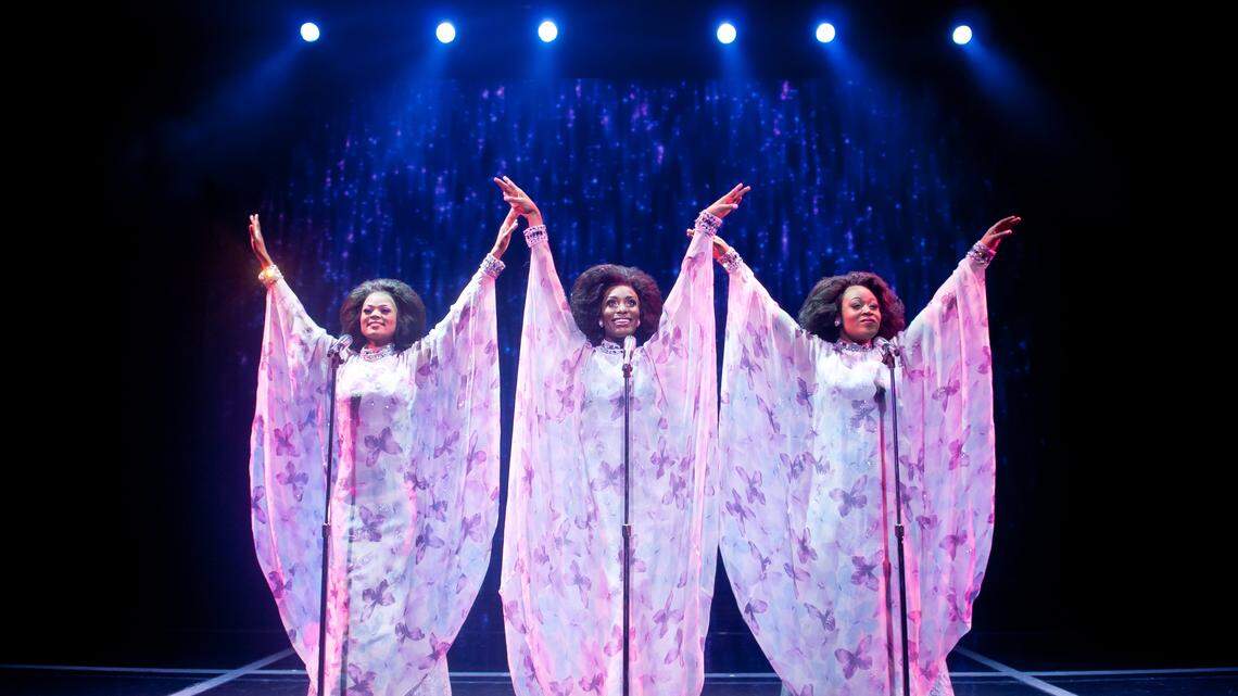 The Dreamgirls tour stars Mary Searcy, left, as Lorrell, Jasmin Richardson as Deena and Charity Dawson as Effie.