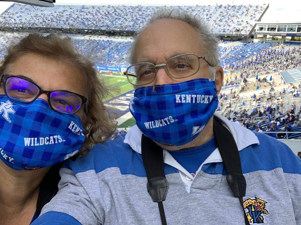 Former Herald-Leader employees Bruce Engel and Mary Sondergard, who retired in 2016, attended Saturday’s Kentucky-Mississippi game, the school’s first home football game during the COVID-19 pandemic.
