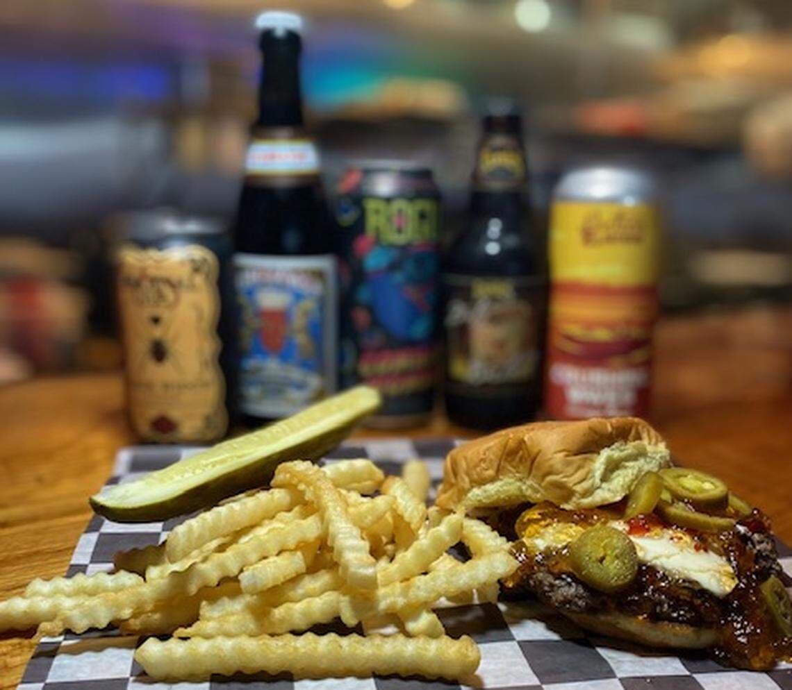 The Cobra Kai burger from Jack Brown’s Burger Joint comes with cream cheese, pickled jalapenos and jalapeno jelly.