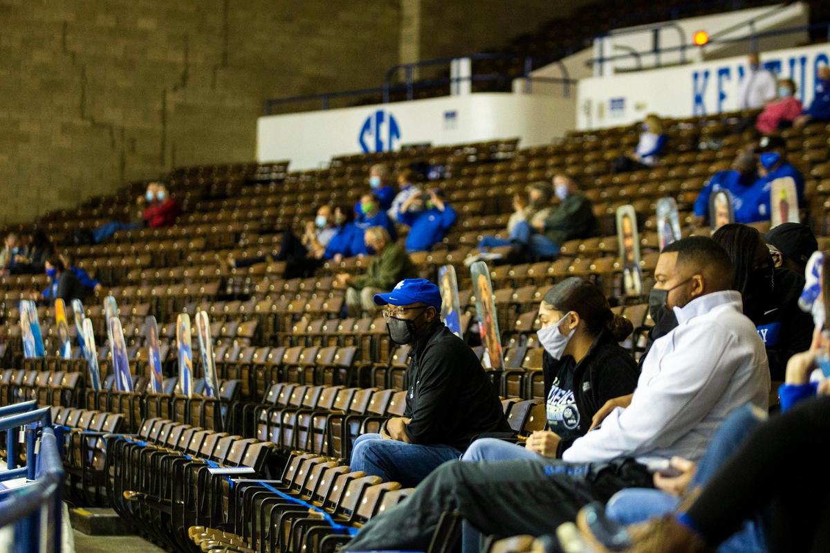 A crowd limited to 15 percent capacity because of COVID-19 restrictions watched Kentucky play Murray State in its season opener in Memorial Coliseum on Wednesday.