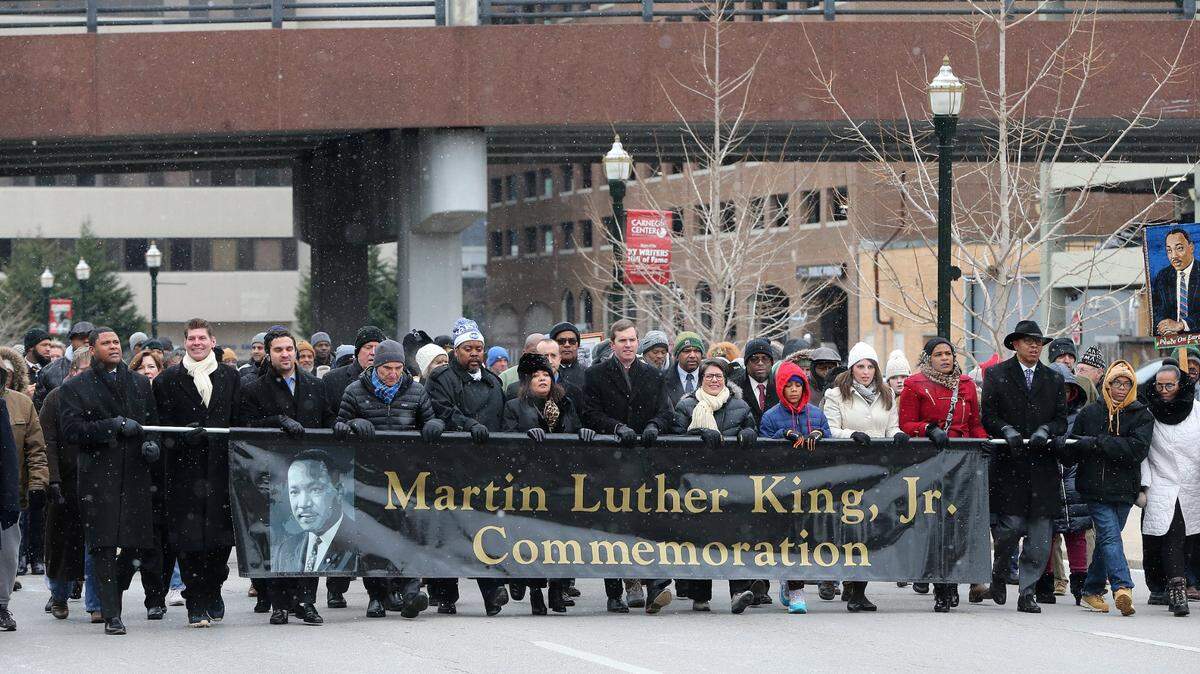 Gov. Andy Beshear joined hundreds as they marched through downtown Monday during the annual Dr. Martin Luther King, Jr. Commemoration March in Lexington in 2020.